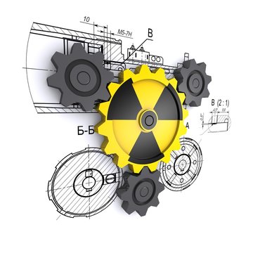 radiation gears against engineering drawing