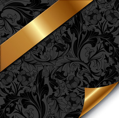Floral Background with Golden Band