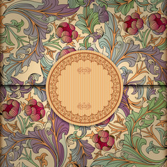 Floral Background with Vintage Label - 30887071