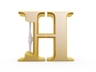 bones inside letter H