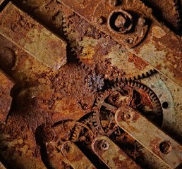 Close-up of an ancient gears mechanism