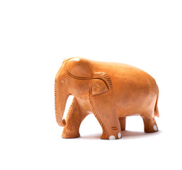Antique Wooden Elephant isolated over white