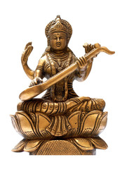 Fototapeta na wymiar Idol of lord Krishna isolated over a white background