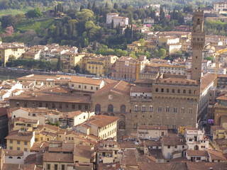 Fototapeta na wymiar Florence - aerial view from the top of the Cathedral dome (Brunelleschi's dome)