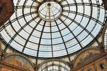 Glass gallery - Galleria Vittorio Emanuele in Milan of Italy