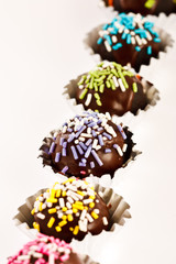 Colorful chocolate dessert decoration