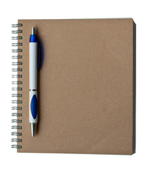 Recycle notebook brown cover with pen