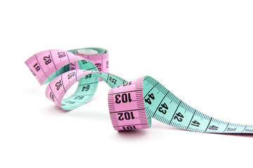 colorful measure tape over white background