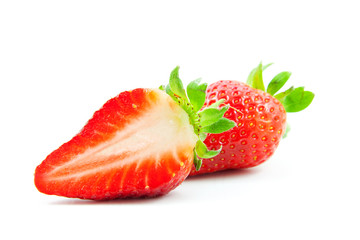 strawberries over white background