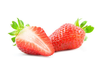 strawberries over white background