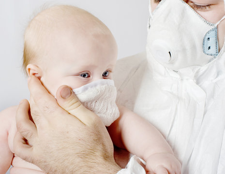Baby in a medical mask