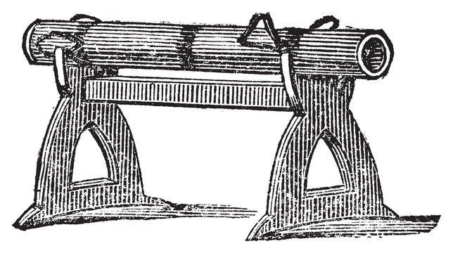 Engraving of a gun platform used at the Battle of Cressy in 1346