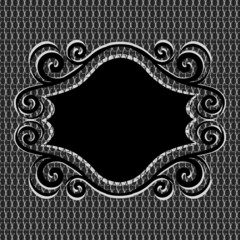 vector illustration of an  ornament frame on net metal  texture