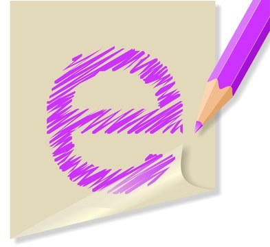 Post it con lettera E, in vettoriale