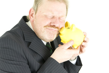 Mann mit Sparschwein