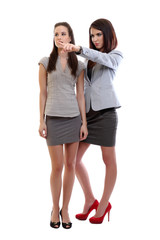 boss pointing and looking away