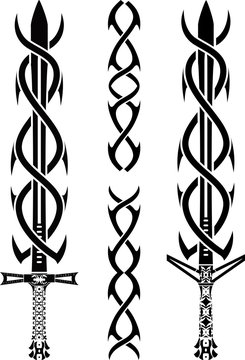 tattoo swords. stencil