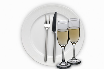 Cubierto con placa, plato,cuchillo y Tenedor