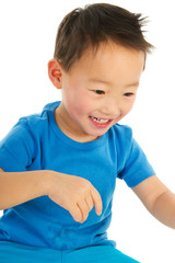Chinese boy with lots of fun