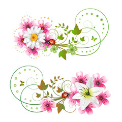 Flowers arrangement and butterflies