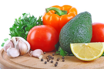 vegetable on wooden plate