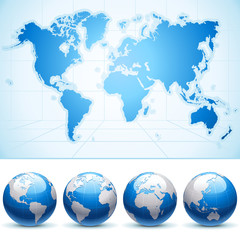 Fototapeta na wymiar Globe and World Map