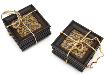 pile of wooden coasters for glass