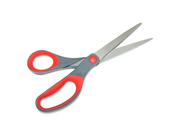 Red scissors isolated on a white background