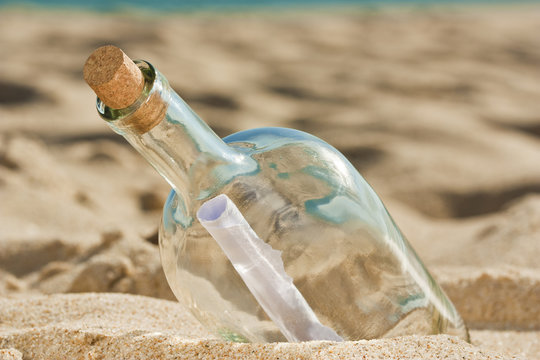 Found a bottle with a message near the shore