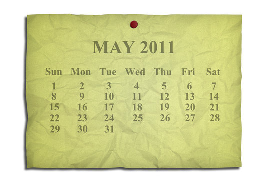Calendar may 2011 on old Crumpled paper