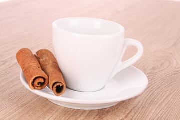 Cinnamon bark on wooden table