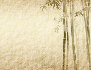 bamboo on old grunge antique paper texture . - obrazy, fototapety, plakaty