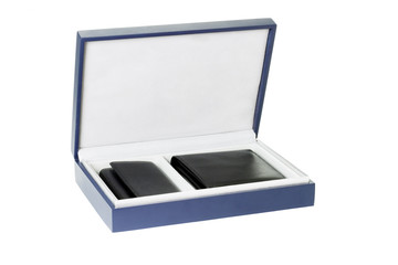 New wallet and key case in gift box