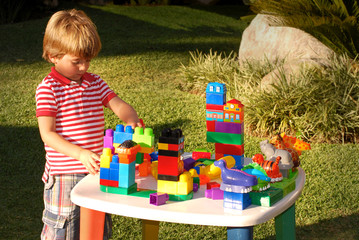 Boy playing with blocks