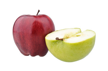 one red and a half of green apples