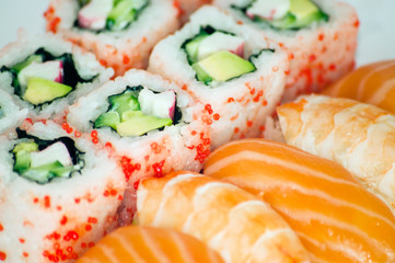 California maki and sushi close up