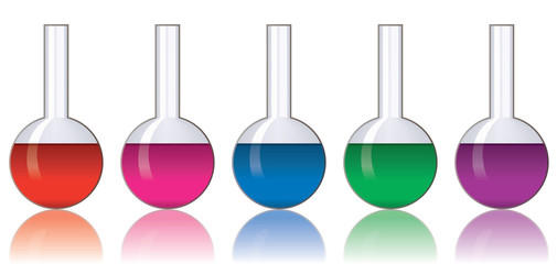 vector set of colorful laboratory glassware