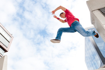 Jumping young man