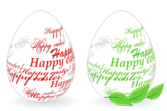 Two easter eggs made of "Happy easter" phrase