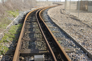 Railway line on Brighton Beach. East Sussex. England