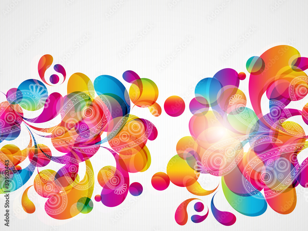 Aufkleber abstract background with bright circles and teardrop-shaped arch