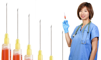 Asian Doctor with a Syringe