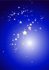 sparkling stars in blue sky