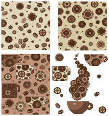 Seamless patterns and elements for coffee's design.