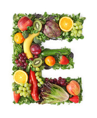 Fruit and vegetable alphabet - letter E