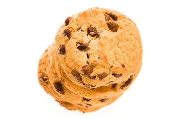 Chocolate Chip Cookies isolated on the white