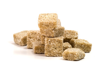 Brown sugar on white background