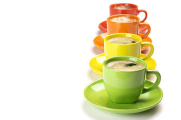 Fototapeta na wymiar Coffee in colorful cups