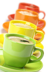 Coffee in colorful cups