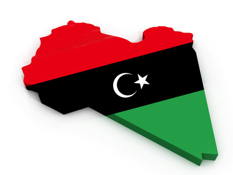 Map of Libya as flag